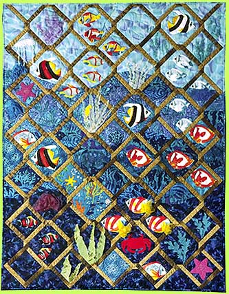 Art quilt NEPTUNES WEAVE by Melody Crust